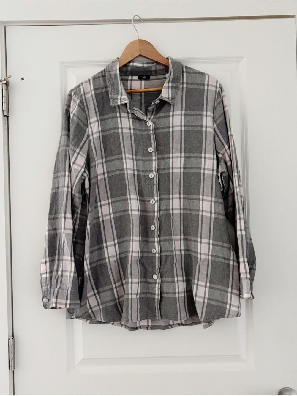 Tulip Oversized Plaid Shirt Tunic Lagenlook Button Down Artsy